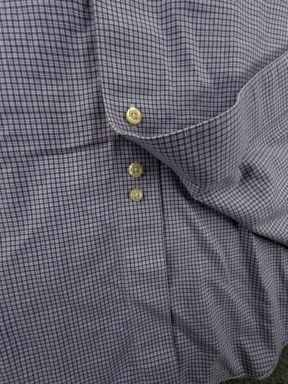 Brooks Brothers Non Iron Button Up Shirt Men Purple Check 17.5 32/33 Regent